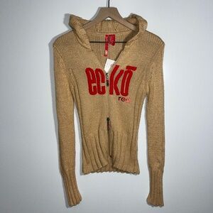 eckored by echo unltd NWT honey metallic color hooded sweater jacket Size Large‎